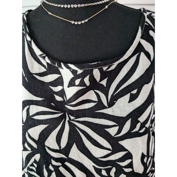 J Jason Wu Romper Women's sz 2X Linen Blend Black White Hawaiian Botanical Zip - Picture 2 of 16